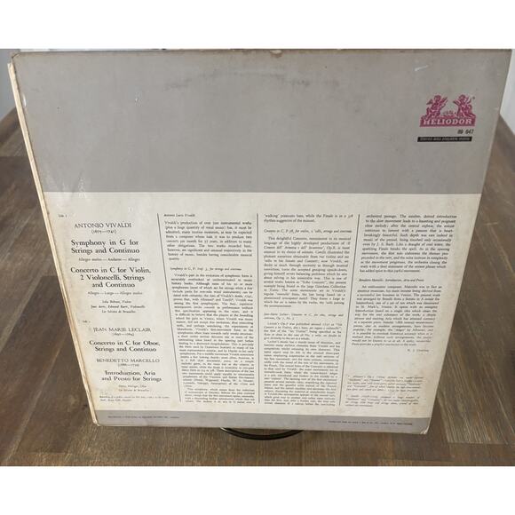 Lola Bobesco Vivaldi Leclair Marcello Heliodor 89-647 vinyl lp U.K. - Picture 2 of 5